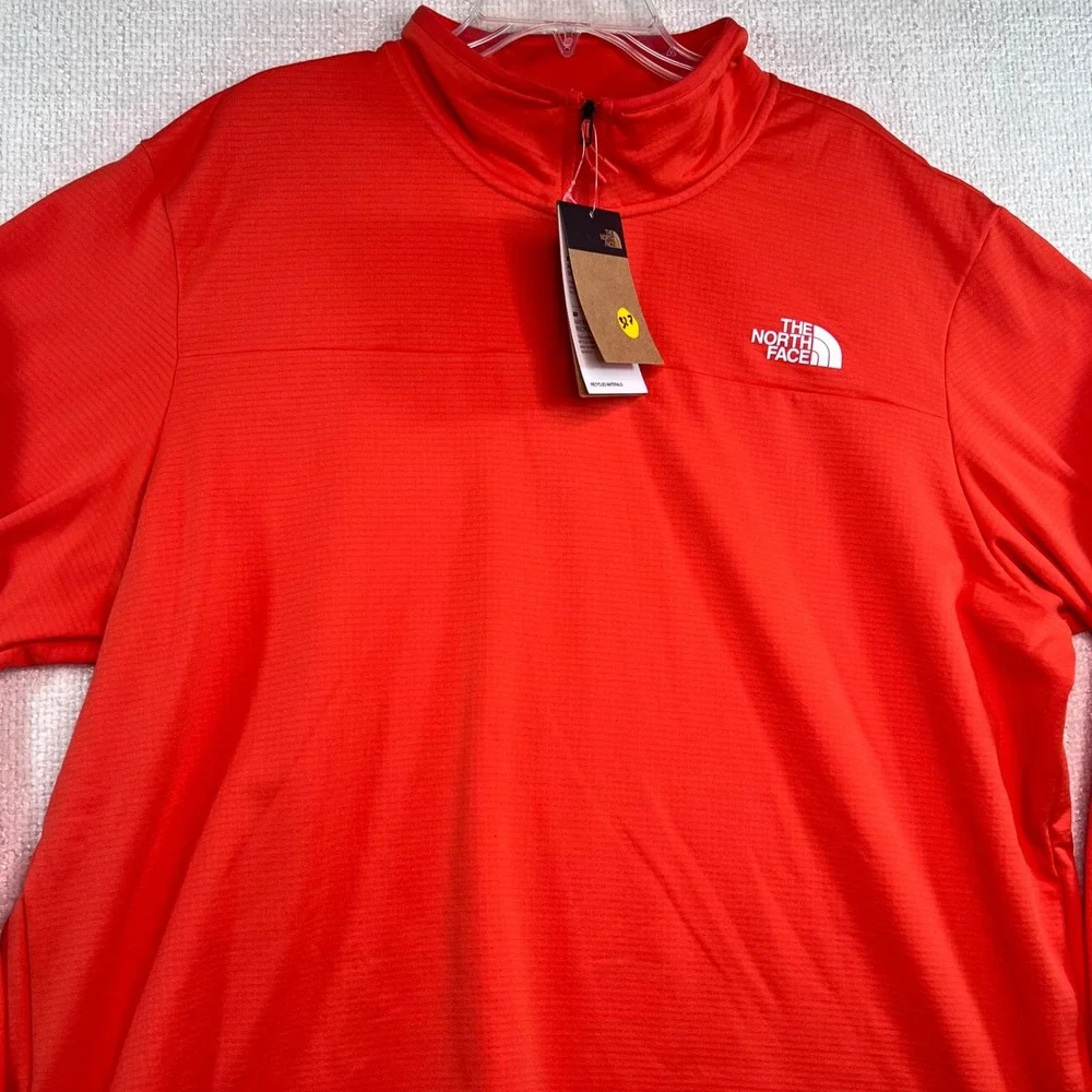 The North Face Mens 1/4‎ Zip Pullover Fleece Jacket Orange Logo Size XL